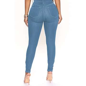 Joriou Women's High Waisted Stretchy Skinny Jeans Butt Lifting Denim Pants Llight Blue XL