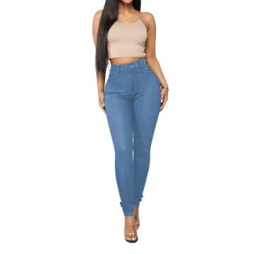 Joriou Women's High Waisted Stretchy Skinny Jeans Butt Lifting Denim Pants Llight Blue XL