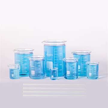 Ackers Boro3.3,Griffin Low Form Scientific Glass Beaker Set-25ml,50ml,100ml,200ml,250ml,400ml,500ml,...