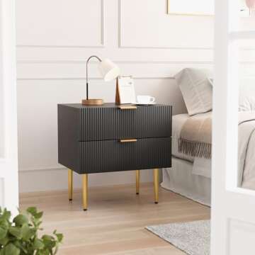 Smart FENDE Nightstand with 2 Drawers, Modern Bedside Table, Mid-Century Modern End Table, Night Stand with Leg for Bedroom
