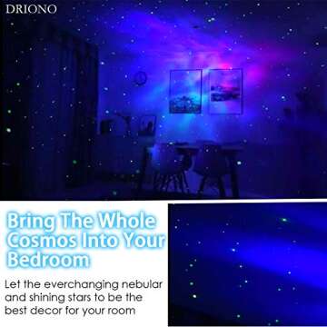 DRIONO Starry Night Light Projector – Remote Control Rotating 7 Color Modes Optional Galaxy Night ...