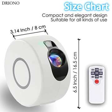 DRIONO Starry Night Light Projector – Remote Control Rotating 7 Color Modes Optional Galaxy Night Light Nebular Cloud and Star Projector, RBG/Speed/Brightness Adjustable