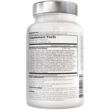 Amen Fruits, Daily Fruits Vitamins Supplements, Over 20 Whole Fruit Extracts - Raw Multivitamin, Berries, Antioxidant Polyphenols Superfood & Flavonoids - Tropical Fruits - Non-GMO - 90 Capsules