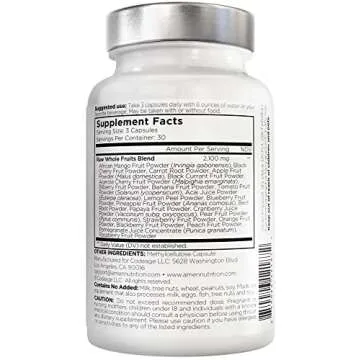 Amen Fruits, Daily Fruits Vitamins Supplements, Over 20 Whole Fruit Extracts - Raw Multivitamin, Berries, Antioxidant Polyphenols Superfood & Flavonoids - Tropical Fruits - Non-GMO - 90 Capsules