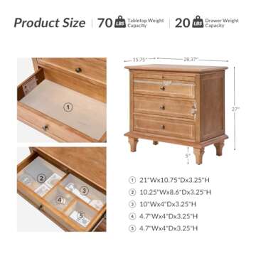 Farmhouse Nightstand Set with Charging Station & Tray  