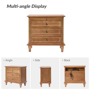 Farmhouse Nightstand Set with Charging Station & Tray  