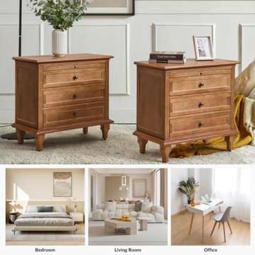 Farmhouse Nightstand Set with Charging Station & Tray  