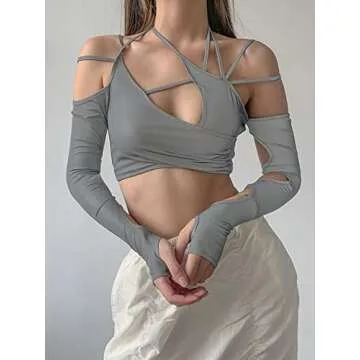 Stylish SansoiSan Women's Hollow Out Off The Shoulder Top