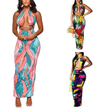 Women's Floral Printed Two-Piece Maxi Dress for Summer
