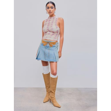 CIDER Miami Sunset Stand Collar Ruched Tank Top