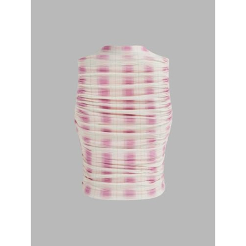 CIDER Miami Sunset Stand Collar Ruched Tank Top