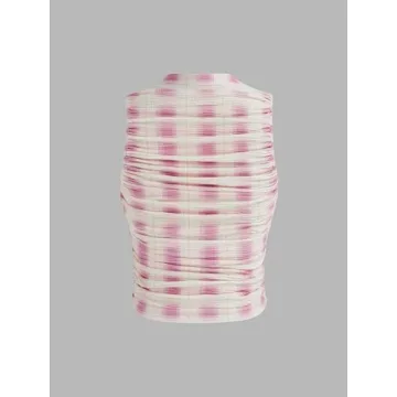 CIDER Miami Sunset Stand Collar Ruched Tank Top