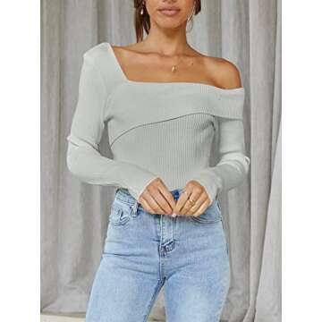 ANRABESS Women's Off Shoulder Crop Top Sweater