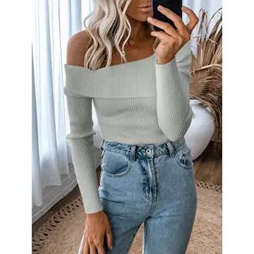 ANRABESS Women's Off Shoulder Crop Top Sweater