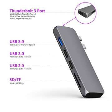 6in1 USB C Adapter for MacBook Pro/Air - Thunderbolt