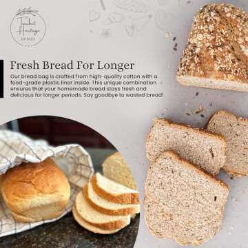 Touchet Heritage Bread Bags for Homemade Bread With Bowl Cover| Reusable Bread Bag| Sourdough Bread ...