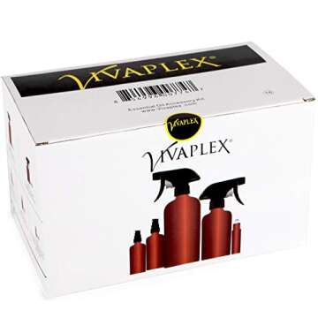 Vivaplex, Amber, Glass Bottle Set, 16oz (x2), 8oz (x2) with Trigger Sprayers. 4oz (x4), 2oz (x4) with Fine Mist Sprayers, 10 ml Stainless steel Roller Bottles (x4) - Plus Accessories