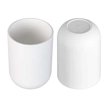 UVIVIU Toothbrush Cup, Bathroom Cup, Toothbrush Holder, Bathroom Tumbler, Plastic, 350ml (White)