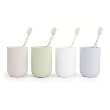 UVIVIU Toothbrush Cup, Bathroom Cup, Toothbrush Holder, Bathroom Tumbler, Plastic, 350ml (White)