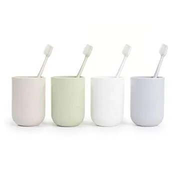 UVIVIU Toothbrush Cup, Bathroom Cup, Toothbrush Holder, Bathroom Tumbler, Plastic, 350ml (White)