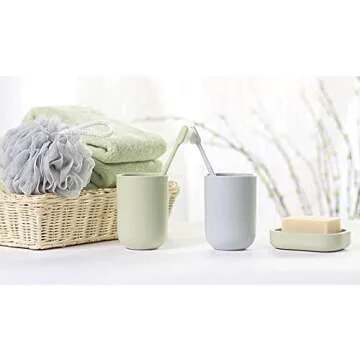 UVIVIU Toothbrush Cup, Bathroom Cup, Toothbrush Holder, Bathroom Tumbler, Plastic, 350ml (White)