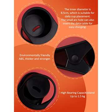 Kalolary Drinking Cup Holder Clip, Desk Bottle Cup Stand DIY Glass Clamp Storage Saucer Clip Water Coffee Mug Holder Saucer Clip Design for Home & Office, Black