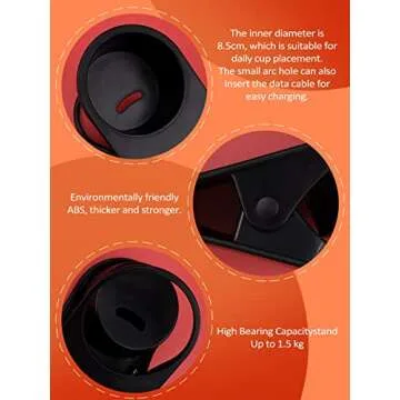 Kalolary Drinking Cup Holder Clip, Desk Bottle Cup Stand DIY Glass Clamp Storage Saucer Clip Water Coffee Mug Holder Saucer Clip Design for Home & Office, Black