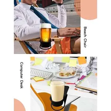 Kalolary Drinking Cup Holder Clip, Desk Bottle Cup Stand DIY Glass Clamp Storage Saucer Clip Water Coffee Mug Holder Saucer Clip Design for Home & Office, Black