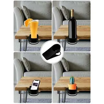 Kalolary Drinking Cup Holder Clip, Desk Bottle Cup Stand DIY Glass Clamp Storage Saucer Clip Water Coffee Mug Holder Saucer Clip Design for Home & Office, Black