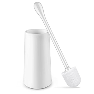 Compact Toilet Brush Set with Holder & Stainless Steel Handle