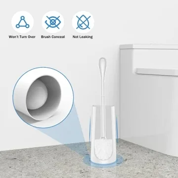 Compact Toilet Brush Set with Holder & Stainless Steel Handle