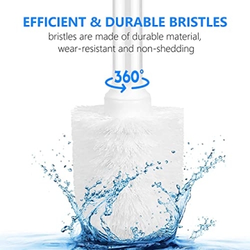 Compact Toilet Brush Set with Holder & Stainless Steel Handle