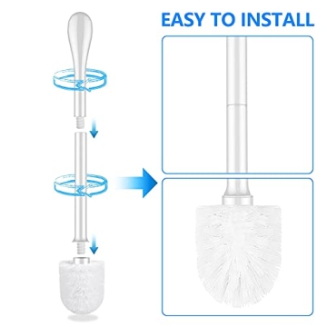 Compact Toilet Brush Set with Holder & Stainless Steel Handle