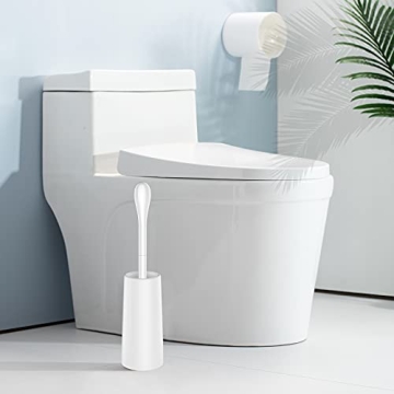 Compact Toilet Brush Set with Holder & Stainless Steel Handle