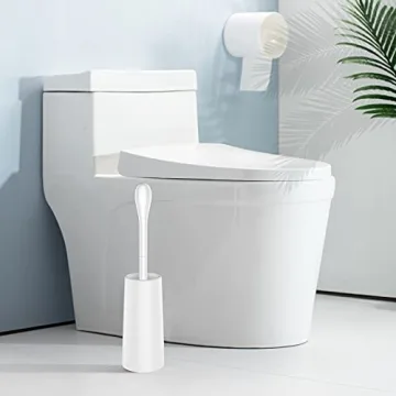Compact Toilet Brush Set with Holder & Stainless Steel Handle
