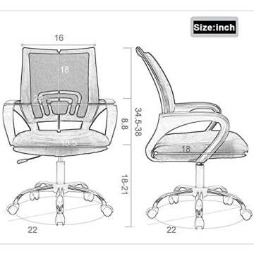 Office Chair Mid Back Modern Desk Chair Executive Computer Chair Desk Chair, Rolling Swivel Task Cha...