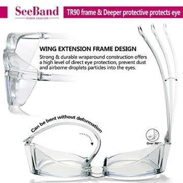 SeeBand Anti Fog Safety Glasses for Men & Women - 2 Pack