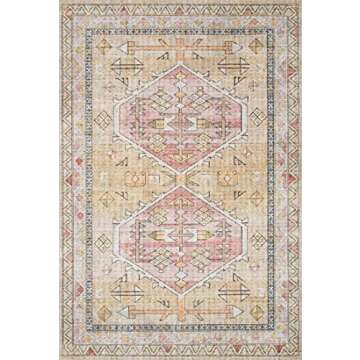 Loloi II Skye Collection SKY-04 Gold/Blush Area Rug - Stylish and Durable 7'-6" x 9'-6"
