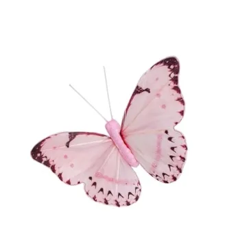 12 Clip-On 3D Feather Butterflies for Elegant Decor