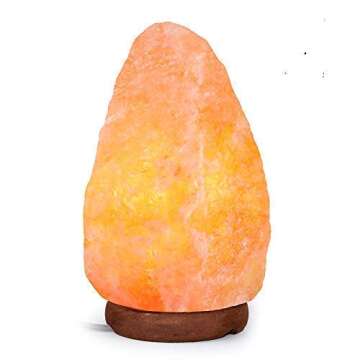 Himalayan Salt Lamp Natural Shape with Wooden Base and 6ft UL-Approved Dimmer Switch Cord - 6 to 8 Inches