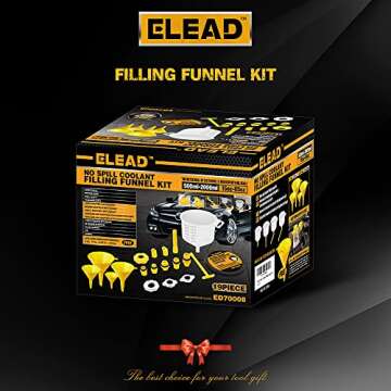 ELEAD 19 PCS No-Spill Coolant Funnel Kit Radiator Funnel burping kit funnels for Filling Bottles Uni...