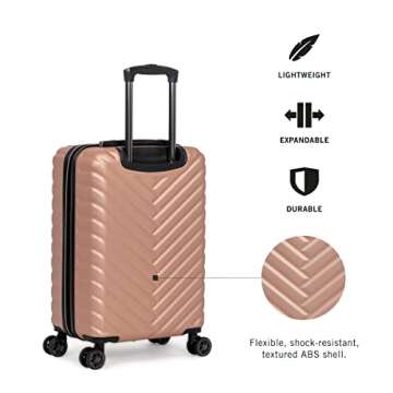 Kenneth Cole REACTION Madison Square Lightweight Hardside Chevron Expandable Spinner Luggage, Rose Gold, 2-Piece Set (20" & 28")