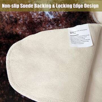 Faux Fur Cowhide Rug 6.2 x 8.3 ft, Cow Print Area Rug Cute Animal Printed Carpets for Bedroom Living Room Rustic Western Home Decor, No Shedding and Easy to Clean