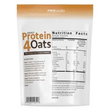 PEScience Select Protein4Oats, Peanut Butter and Honey, 12 Serving, Whey and Casein Blend for Oats and Oatmeal