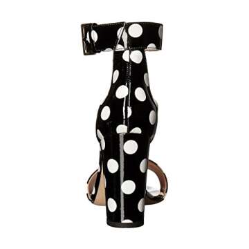 YDN Women Chunky High Heel Sandals Polka Dot with Ankle Strap Dressing Prom Shoes Black 4