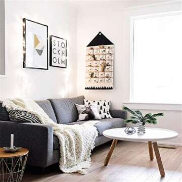 ARFIOWWY Christmas Countdown Advent Calendar With 24 Days Pockets Wall Hanging for Home Door Decor (Black)