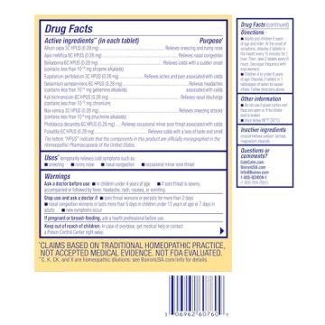 Boiron ColdCalm - Fast Relief from Cold Symptoms - 60 Count