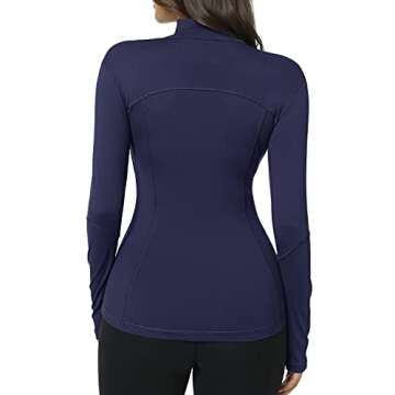 QUEENIEKE Womens Running Jacket Athletic Workout Jackets Track Full Zip Up Gym for Women Yoga Top Nurse Align Slim Fit Sport bbl Scrub Jacket Long Sleeve Sweater Blue Small
