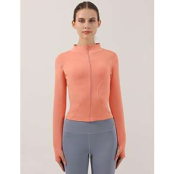 Locachy Women's Stretchy Workout Track Jacket - Full Zip
