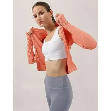 Locachy Women's Stretchy Workout Track Jacket - Full Zip